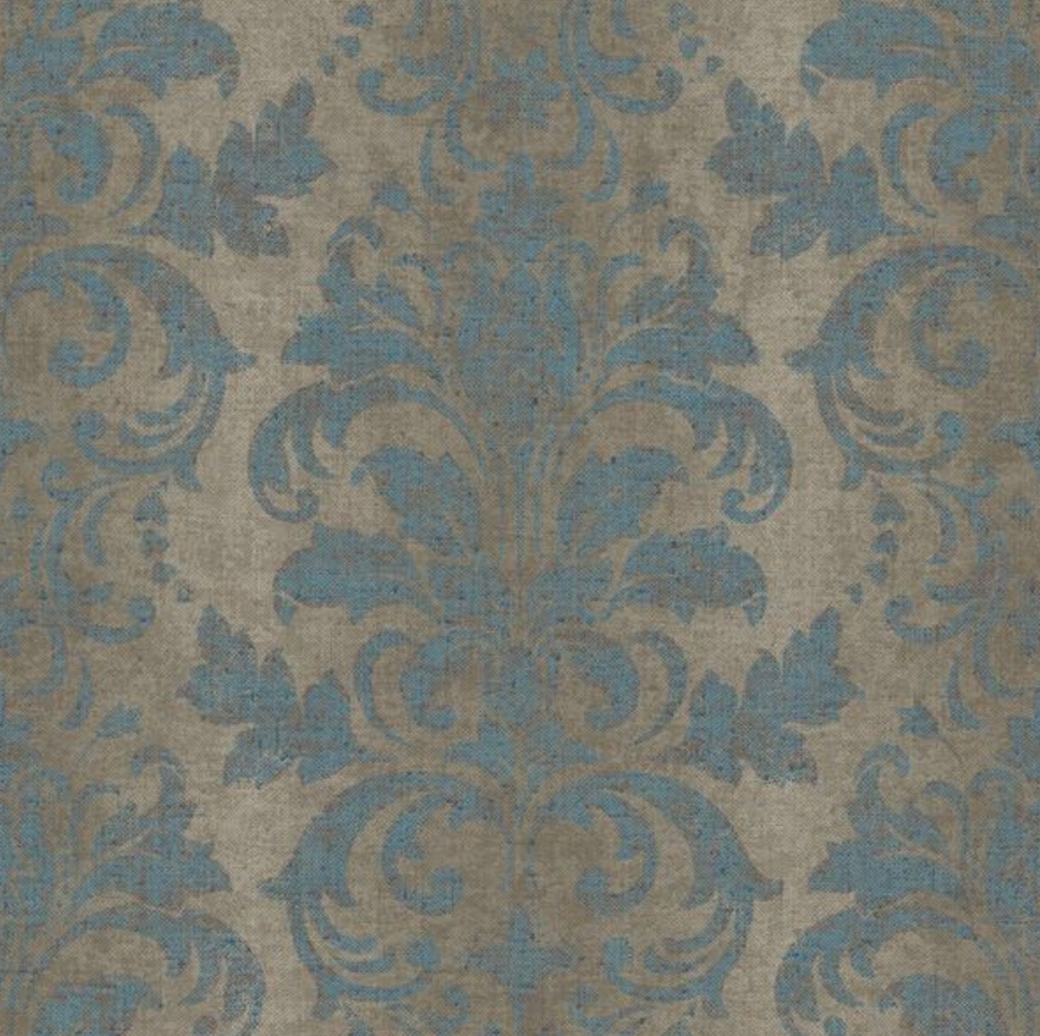 1477x1472 Blue Formal Damask Wallpaper Antiqued Vintage French | Etsy