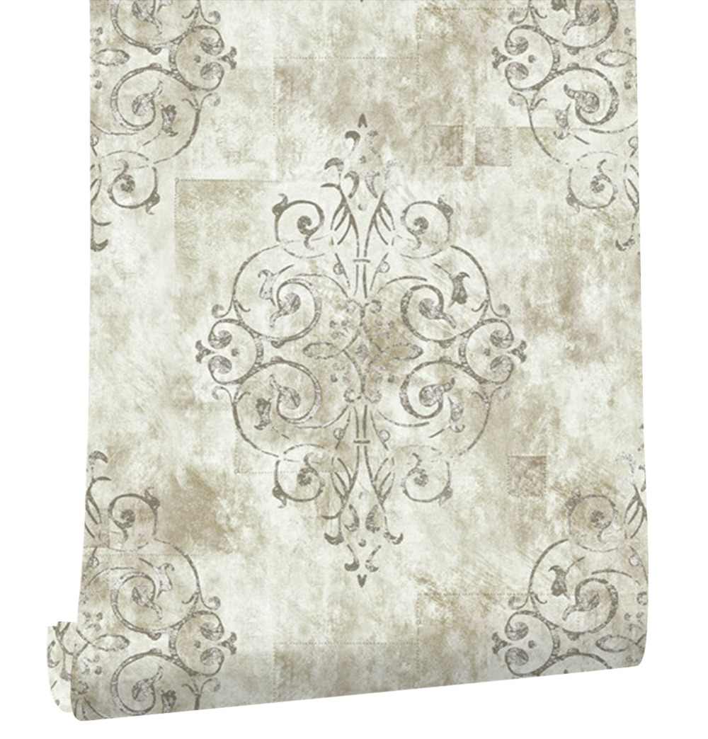 1000x1044 HaokHome Vintage French Damask Pure Paper Wallpaper Off White/Grey