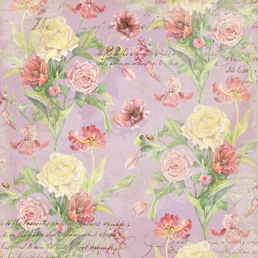 900x900 Fleurs De Pivoine - Watercolor In A French Vintage Wallpaper Style