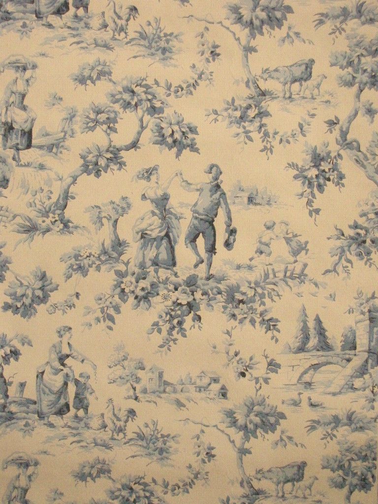768x1024 Vintage French toile de Jouy WALLPAPER roll 6.8 yards long