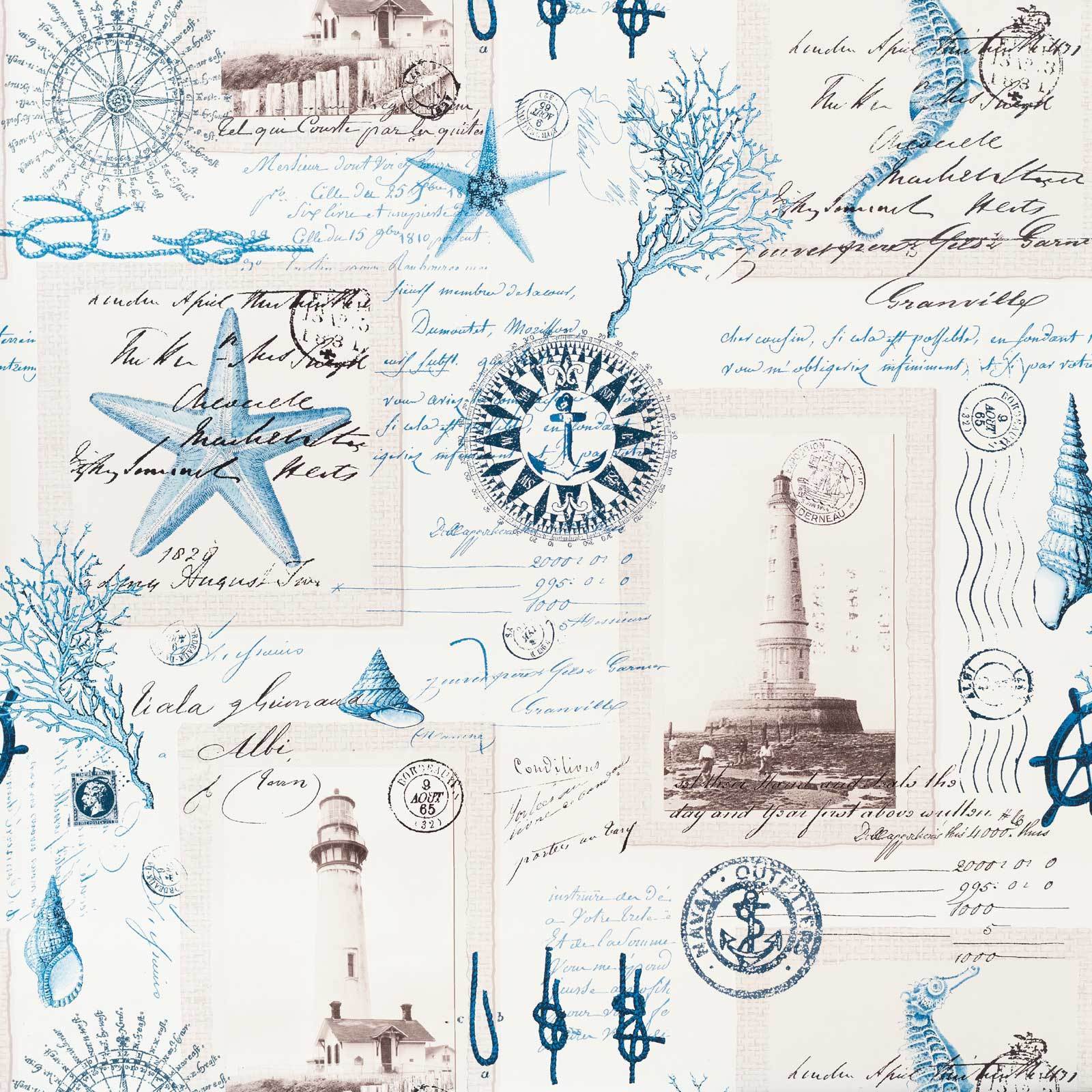 1600x1600 Nautical lighthouse Wallpaper vintage postcard French writing