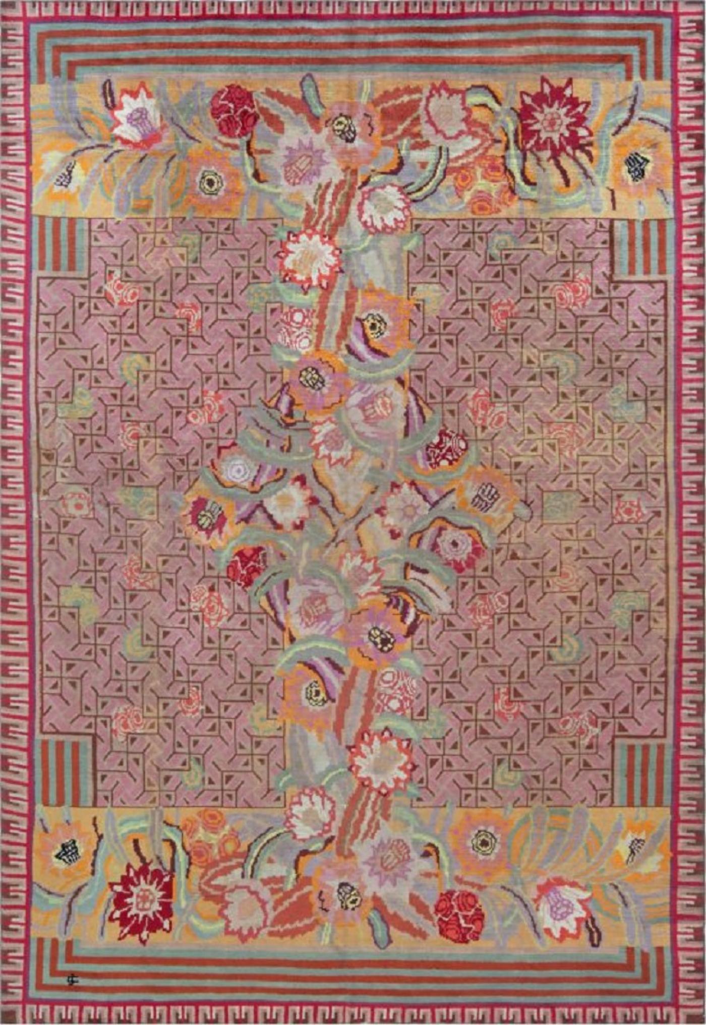 1400x2033 Jules Coudyser - Vintage French Art Deco Rug designed by Jules