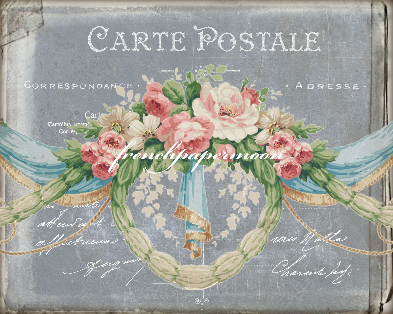 3000x2400 Vintage French Digital Postcard, Carte Postale, Big and small