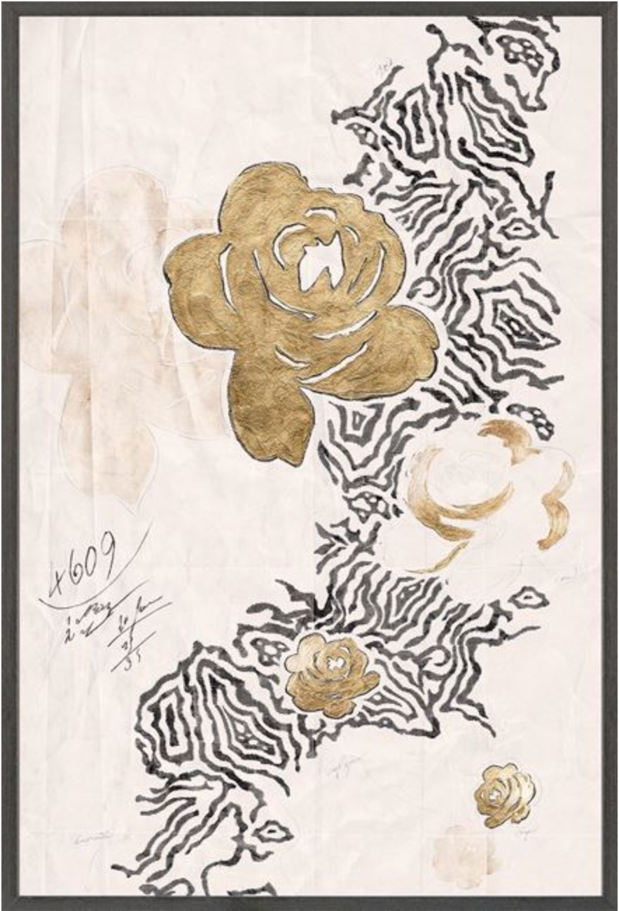 884x1302 Vintage French Wallpaper Framed Art I