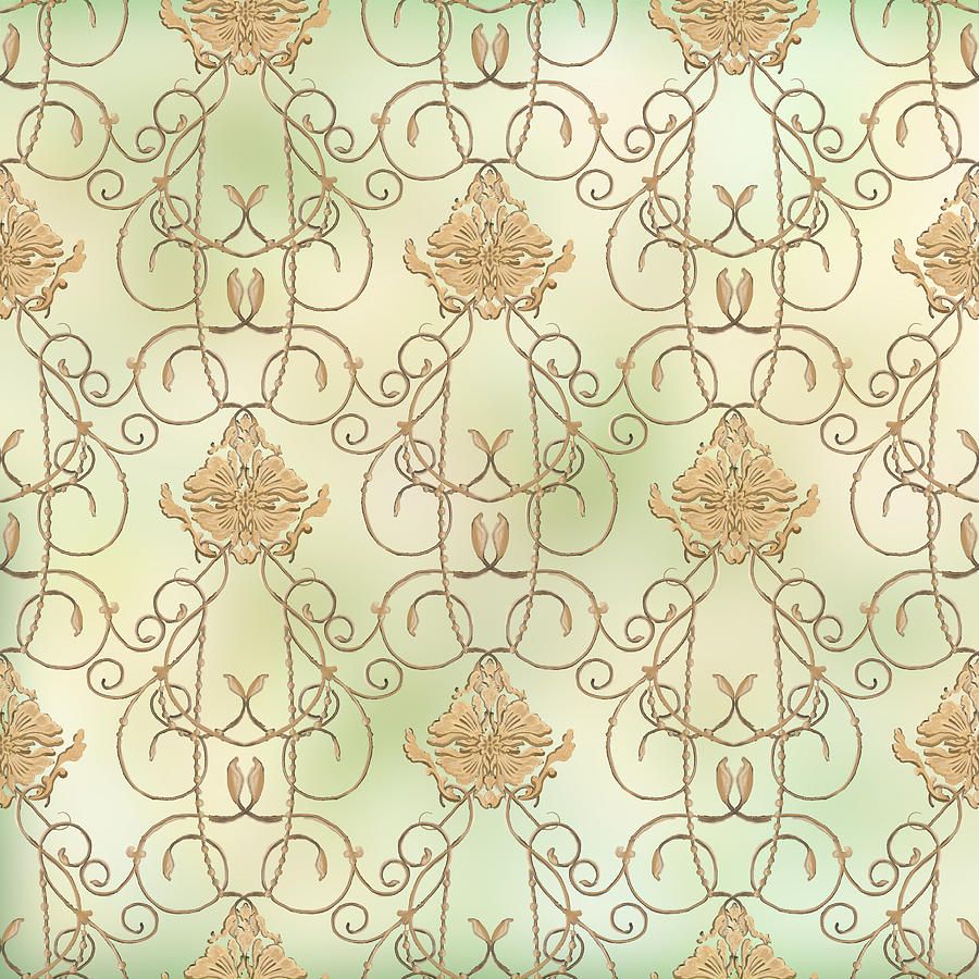 900x900 Softly Summer - French Parisian Apartment Damask Mint Painting by