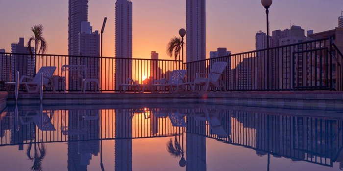 1332x850 Wallpaper sunset, the city, the evening, pool, Panama-city images