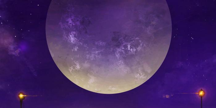 2732x2732 bc63-moon-anime-night-art-illustration-purple-wallpaper