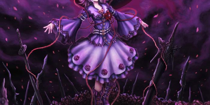 1500x1125 dress flowers goth-loli katana komeiji satori lolita fashion