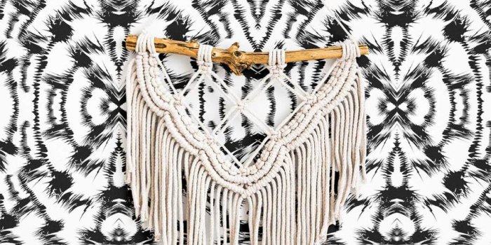 900x900 Black boho pattern wallpaper for nursery interior by Livettes