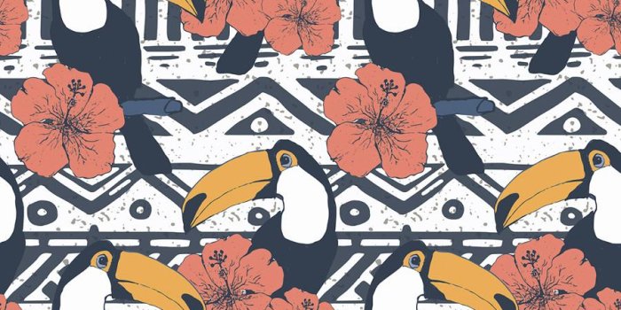 900x900 Tribal Pattern With Toucans Removable Wallpaper - Motif, Hd