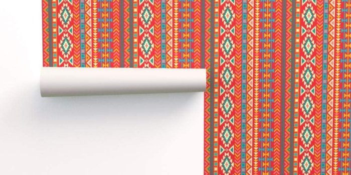 1024x1024 Spoonflower Peel and Stick Removable Wallpaper, Southwest Red