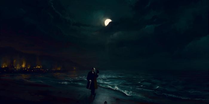 1920x1164 Person walking on seashore digital wallpaper, night, beach HD