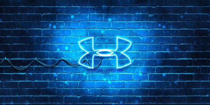 3840x2400 Download wallpapers Under Armour blue logo, 4k, blue brickwall