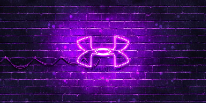 3840x2400 Download wallpapers Under Armour violet logo, 4k, violet brickwall