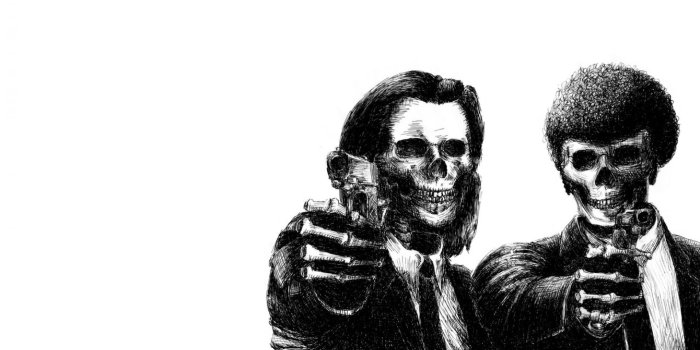 1920x1080 Two men skeletons wall paper, Pulp Fiction, movies, simple