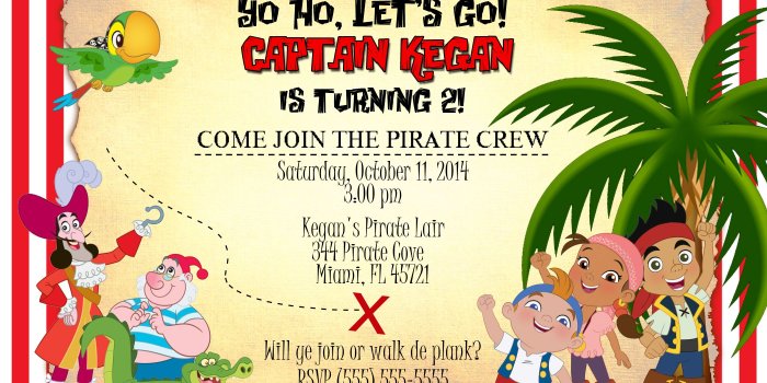 2100x1500 Jake and the Neverland Pirates Birthday Invitation | Kustom Kreations