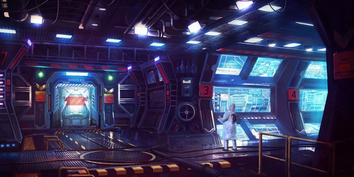 3840x2160 Download wallpaper 3840x2160 laboratory, sci-fi, art, man