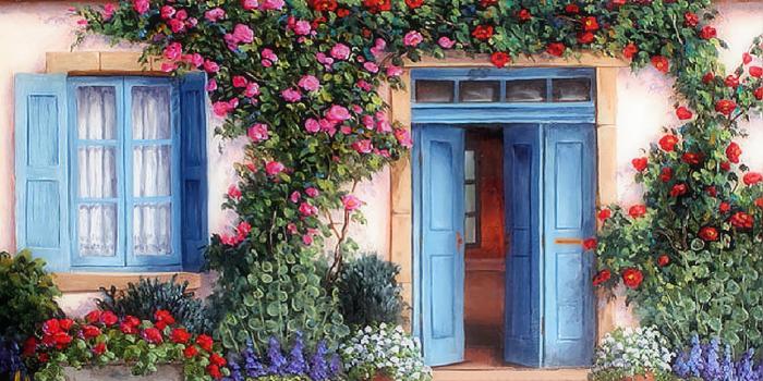 1920x1440 Cute House with Flowers HD wallpaper download