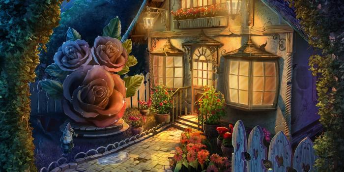 2304x1226 Fantasy House of Flowers HD Wallpaper | Background Image
