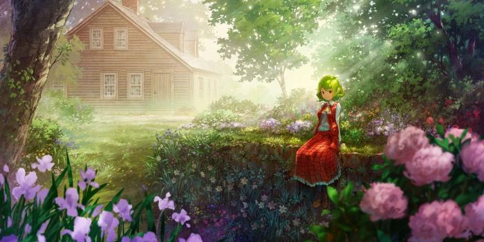 1920x1080 Download 1920x1080 Kazami Yuuka, Touhou, Green Hair, Forest