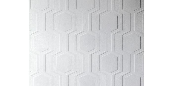 1000x1000 Brewster Hex Paintable White and Off-White Geometric Wallpaper