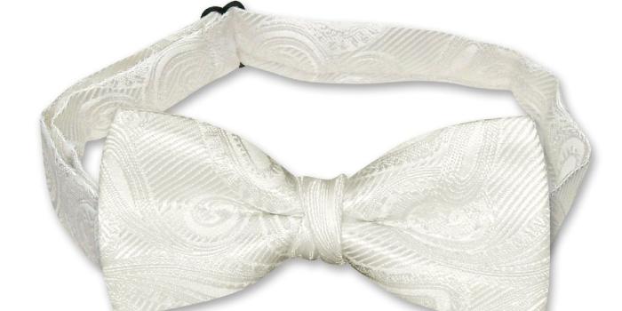 1280x800 Covona Boys Paisley Bow Tie Solid Off-White Color BowTie
