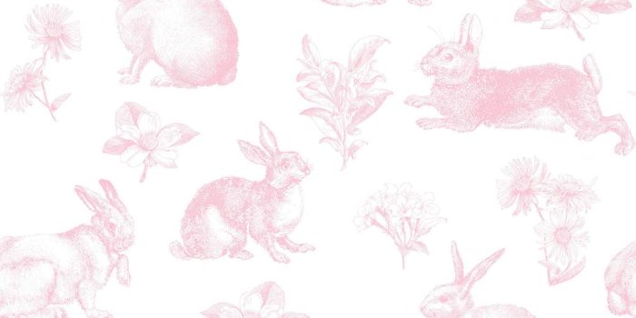 1024x1024 KI0582 Bunny Toile Wallpaper - Pink/White – US Wall Decor