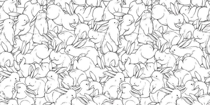 1000x1000 Hundred Bunnies by Lilipinso - Black / White - Wallpaper - H0441