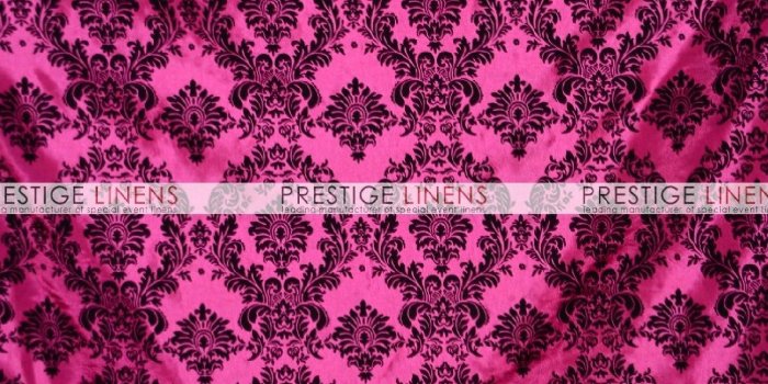 1495x1000 Flocking Damask Taffeta Draping - Hot Pink/Black - Prestige Linens
