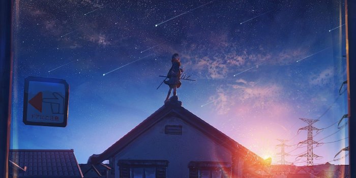 1600x900 Anime Sunrise Comet Stars 4K Wallpaper #183