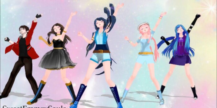 1280x720 MMD ~ Aph, Draco, Funneh, Gold, Lunar, Rainbow ~ MLP (Equestria