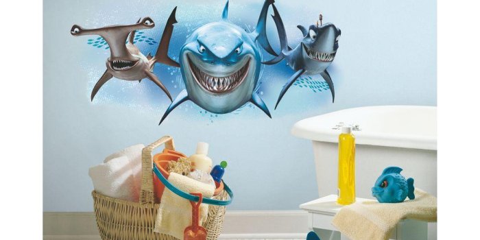 1000x1000 RoomMates 5 in. x 19 in. Finding Nemo Sharks Peel and Stick Giant