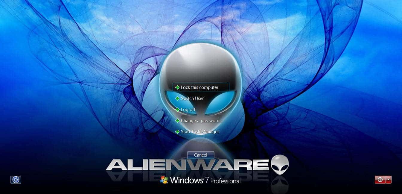 1344x648 Alienware Logon Screen Pack For Windows 7