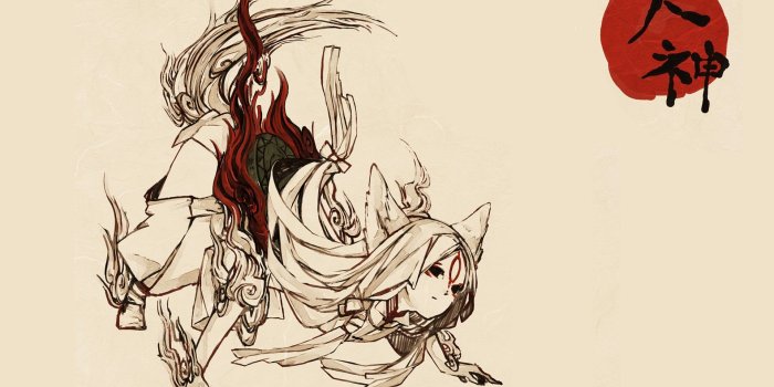 1920x1200 fire, Okami, white hair, simple background, anime girls, facial