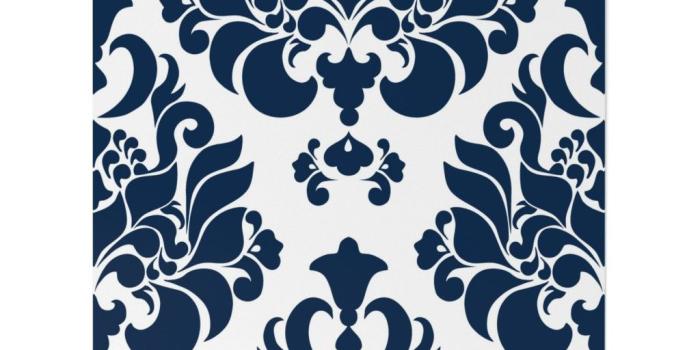 1024x1024 Wallpaper Roll Victorian Floral Modern Home Damask Navy 24in x