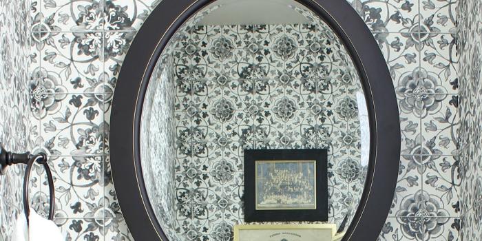 1980x2708 Black and White Tile Wallpaper - Powder Room - Hymns and Verses