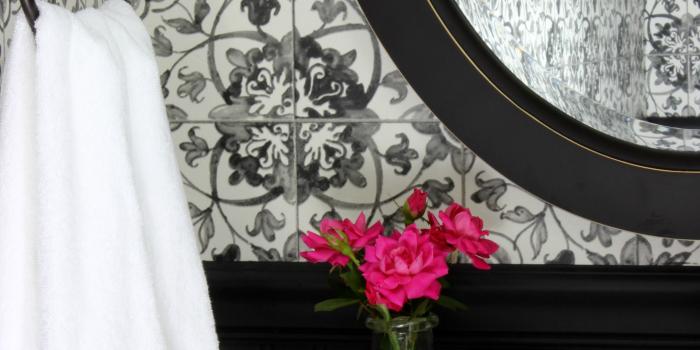 2184x3276 Black and White Tile Wallpaper - Powder Room - Hymns and Verses