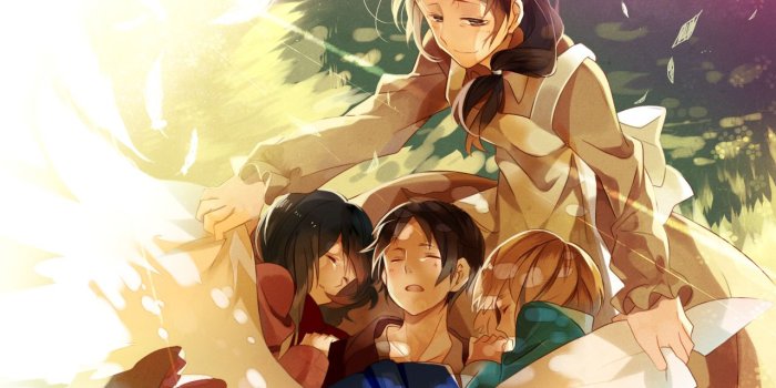 1280x1024 apron armin arlert black hair brown hair carla jaeger eren jaeger