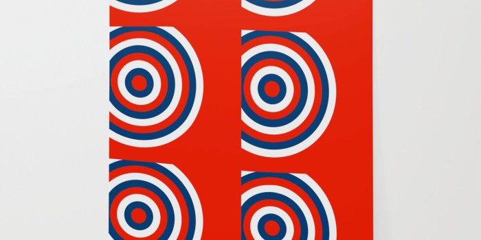 1500x1500 Retro Circles Pop Art - Red White & Blue Wallpaper by denidesigns