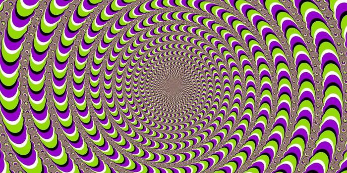 1766x1325 Rotating Spirals - a moving illusion. Each circle appears to