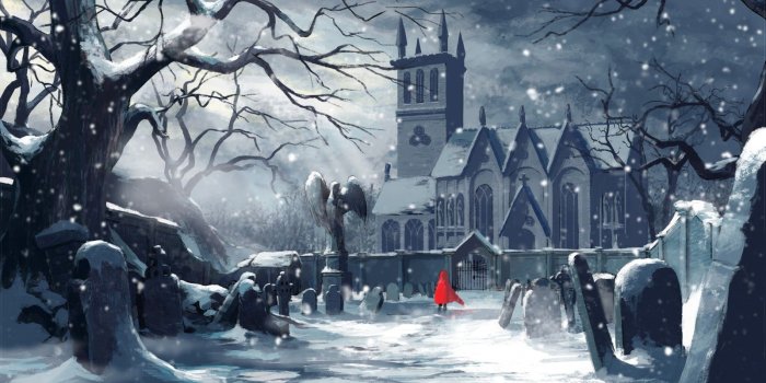 1600x900 Snowy graveyard