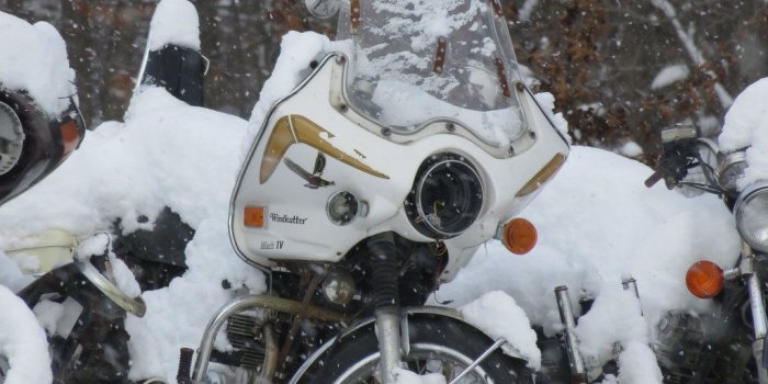 1024x768 Snowy Motorbike Graveyard Detail | I love this shot. A once …