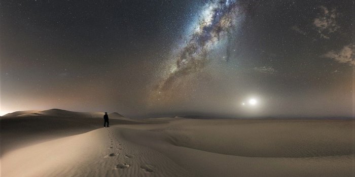 1865x1379 Milky Way over the Desert Wallpaper and Background Image