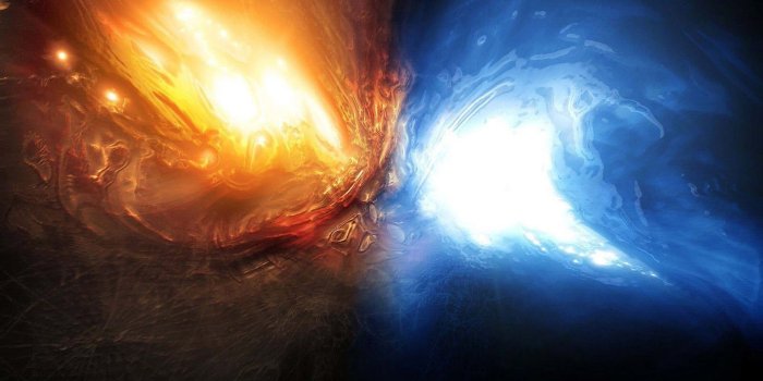 1920x1080 Water abstract blue red fire Earth artwork wallpaper | 1920x1080