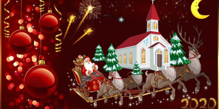 3840x2160 Happy New Year 2020 Merry Christmas Christmas Greeting Card Santa