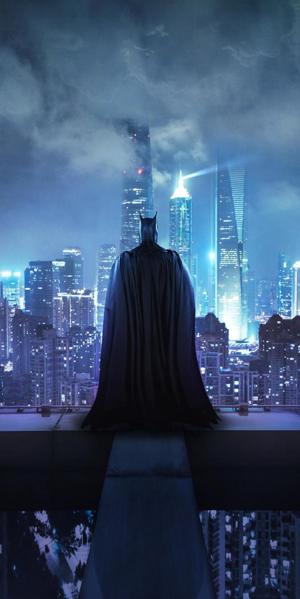 1024x2046 Batman overlooking Gotham | Batman wallpaper, Batman artwork
