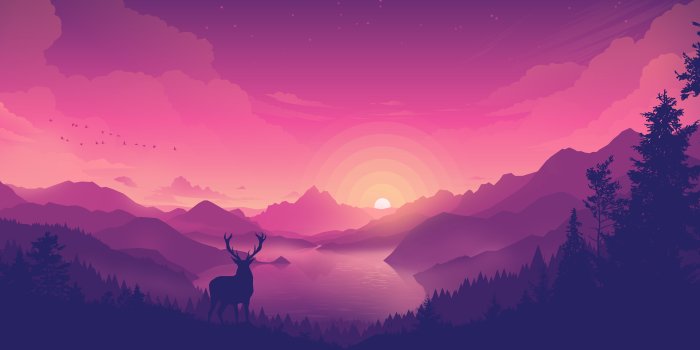 5716x3215 Download 5716x3215 Flat Landscape, Deer, Lake, Sunlight, Dawn