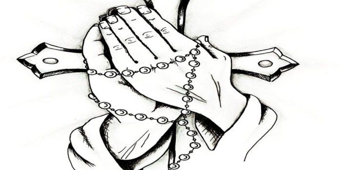 1024x768 Praying Hands With Cross Drawing at GetDrawings | Free download