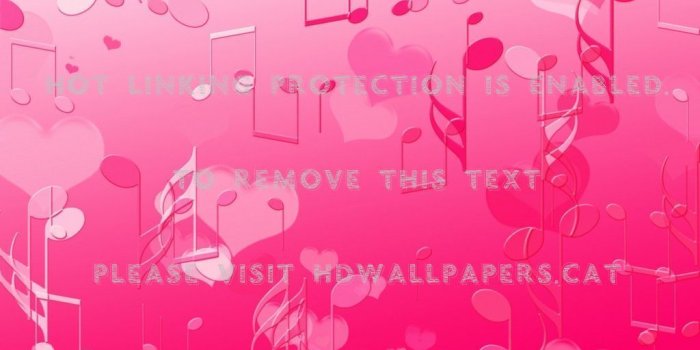 1024x768 pink music theme hearts notes abstract