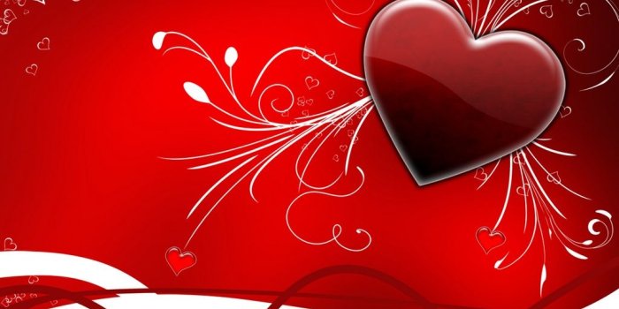 1024x768 Download wallpaper: heart on red background, download photo